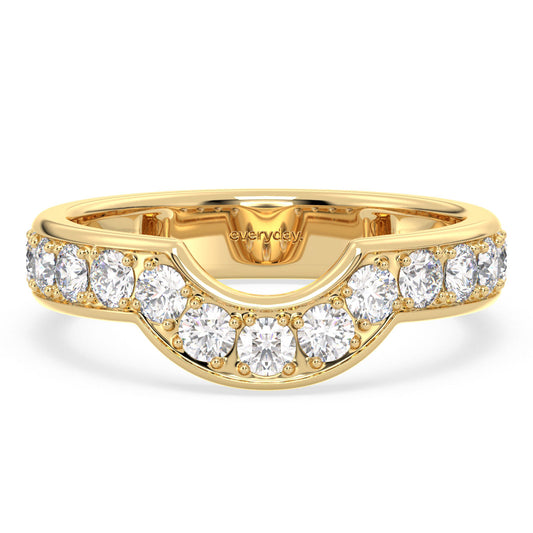 AMARA ROUND DIAMONDS U-SHAPED STACKABLE RING, GOLD