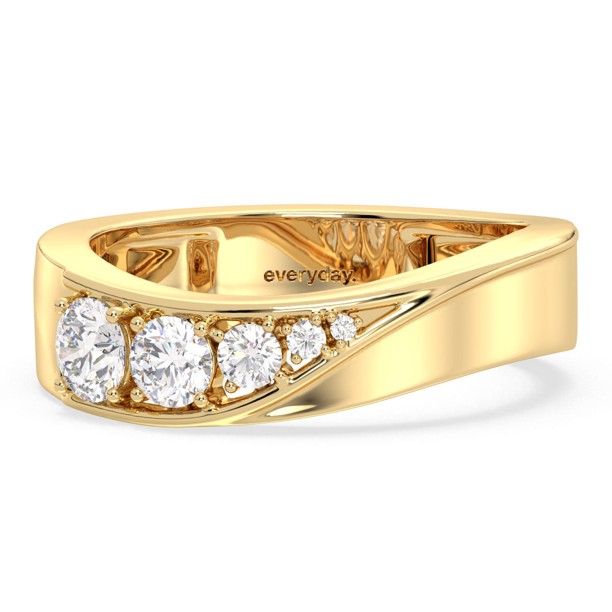 AMARA ROUND DIAMOND STUDDED STACKABLE GOLD BAND