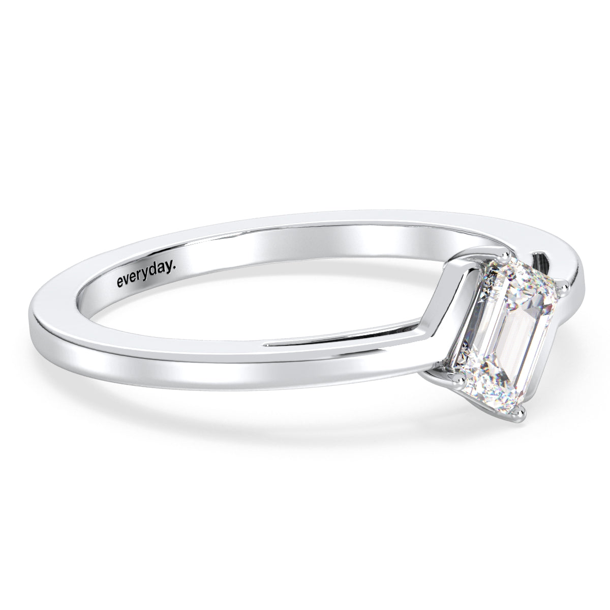 KATE EMERALD CUT SOLITAIRE BYPASS RING, GOLD