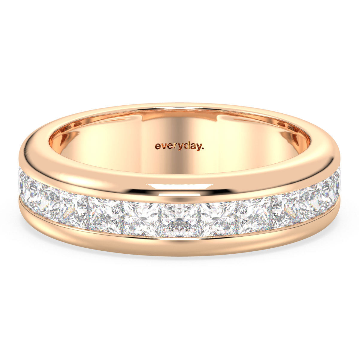 AMARA PRINCESS CUT CHANNEL SET HALF ETERNITY STACKABLE RING, GOLD