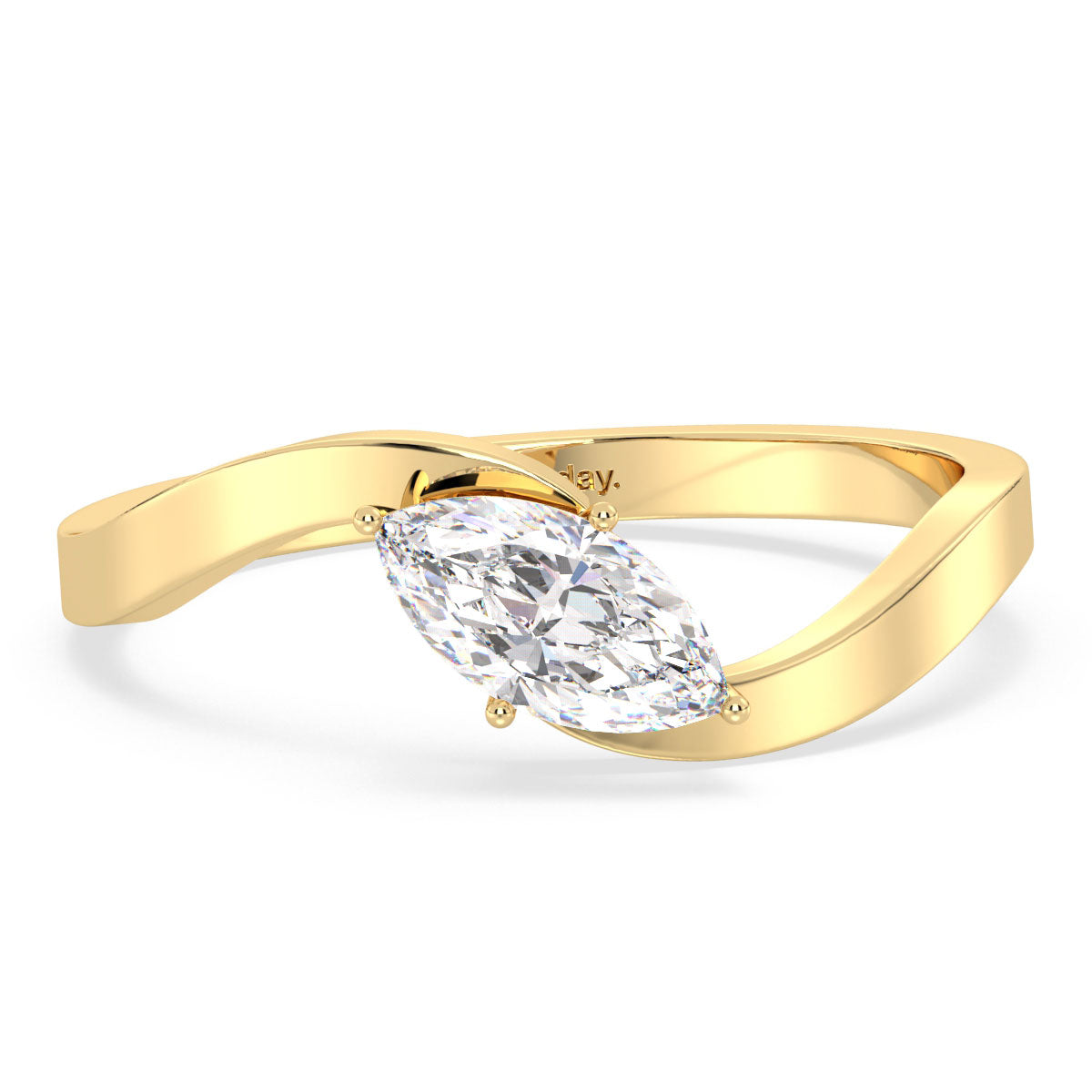 AMARA MARQUISE CUT SOLITAIRE BYPASS SHANK RING, GOLD