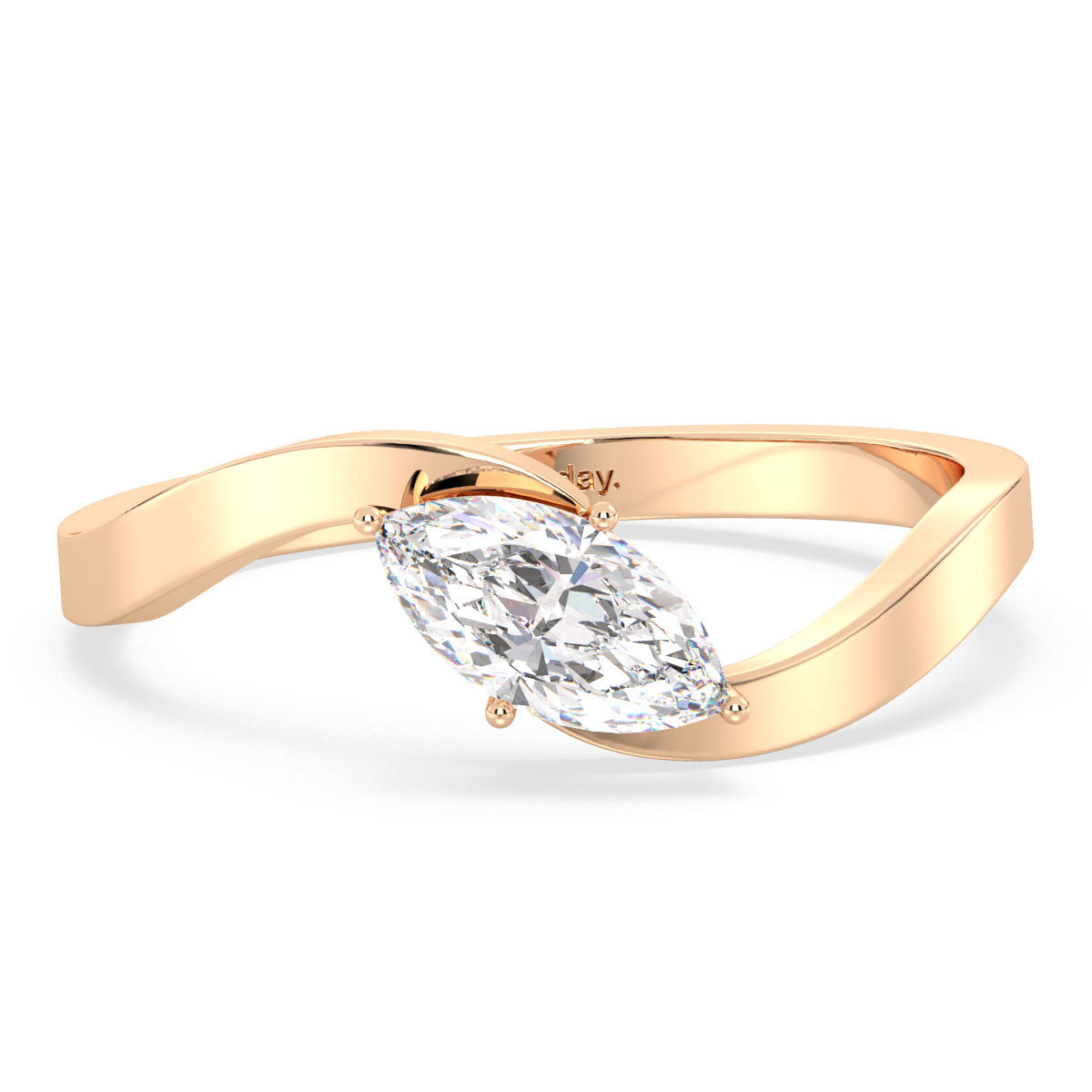 AMARA MARQUISE CUT SOLITAIRE BYPASS SHANK RING, GOLD