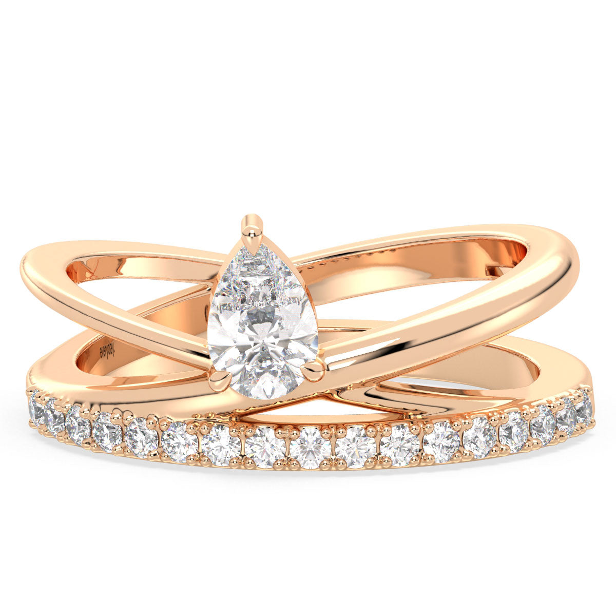 MARGUERITE PEAR CUT DIAMOND RING ON INTERTWINED SHANK, GOLD