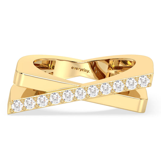 AMARA STUDDED SQUARE SHANK RING, GOLD