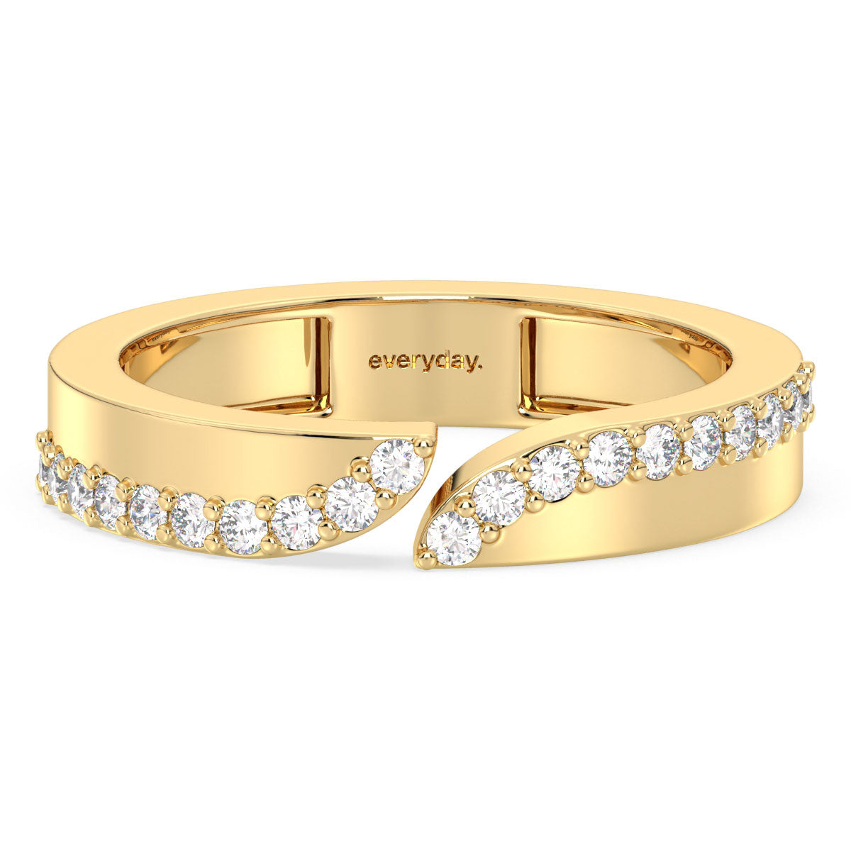 AMARA DIAMOND STUDDED OPEN TOP STACKABLE RING, GOLD