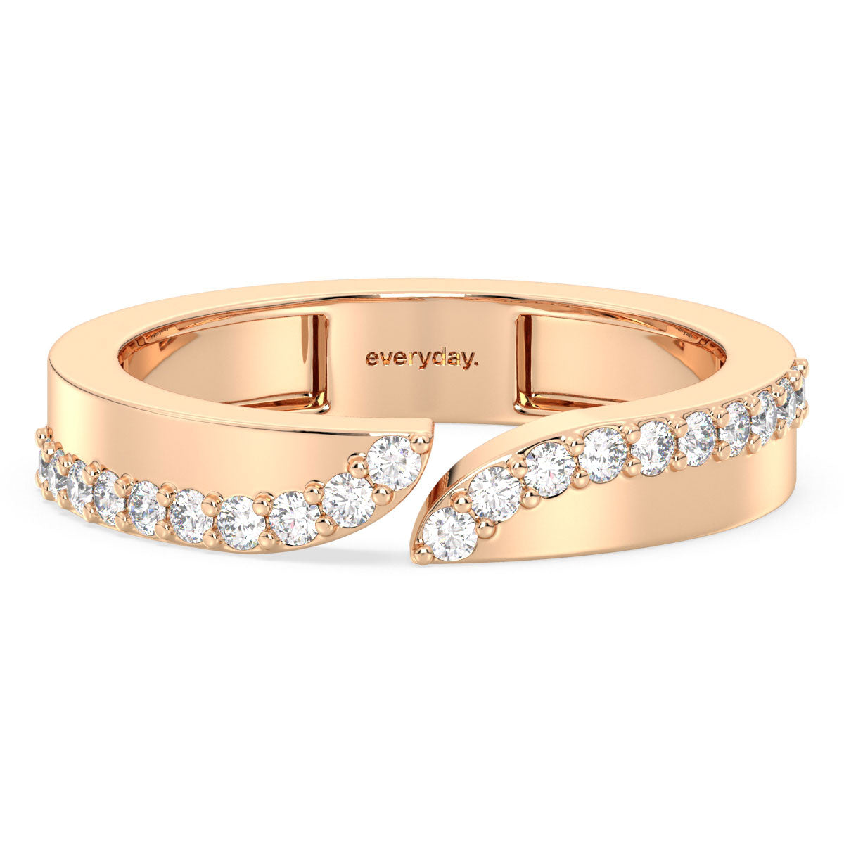 AMARA DIAMOND STUDDED OPEN TOP STACKABLE RING, GOLD