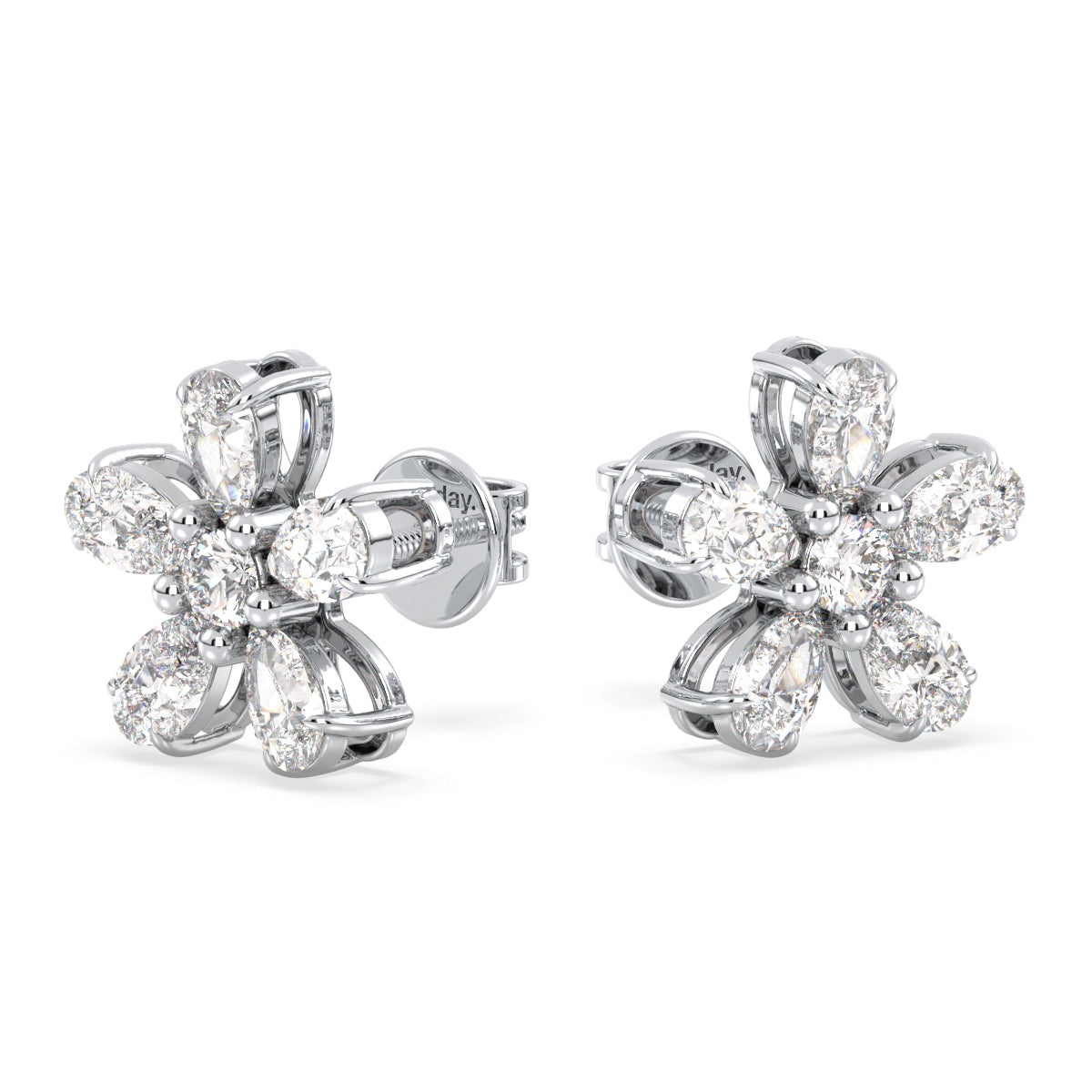 MARGUERITE FIVE PETAL EAR STUDS, GOLD