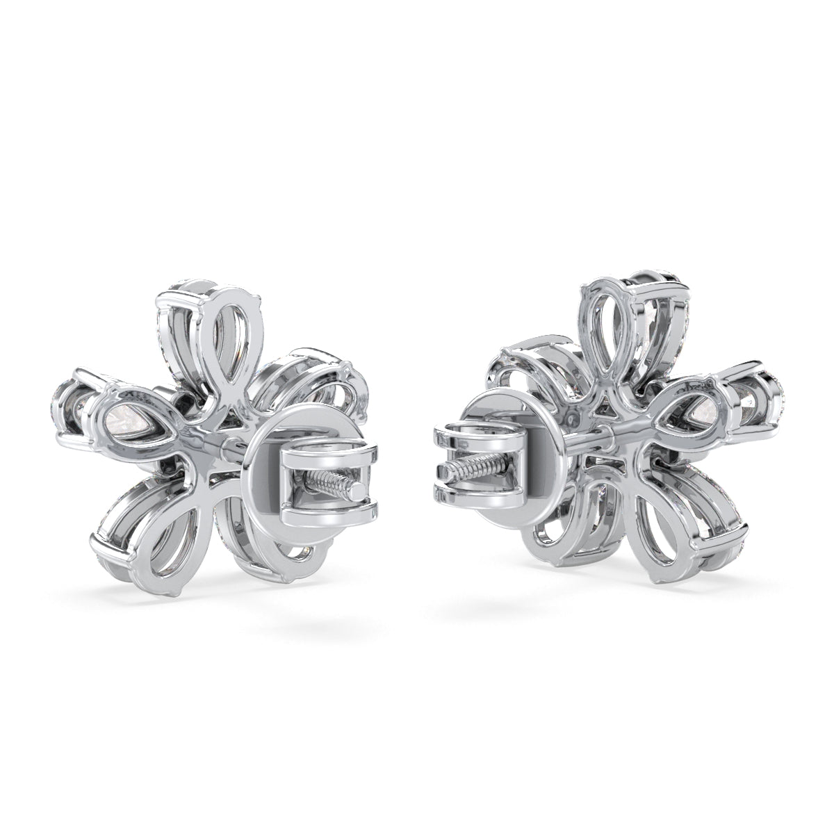 MARGUERITE FIVE PETAL EAR STUDS, GOLD