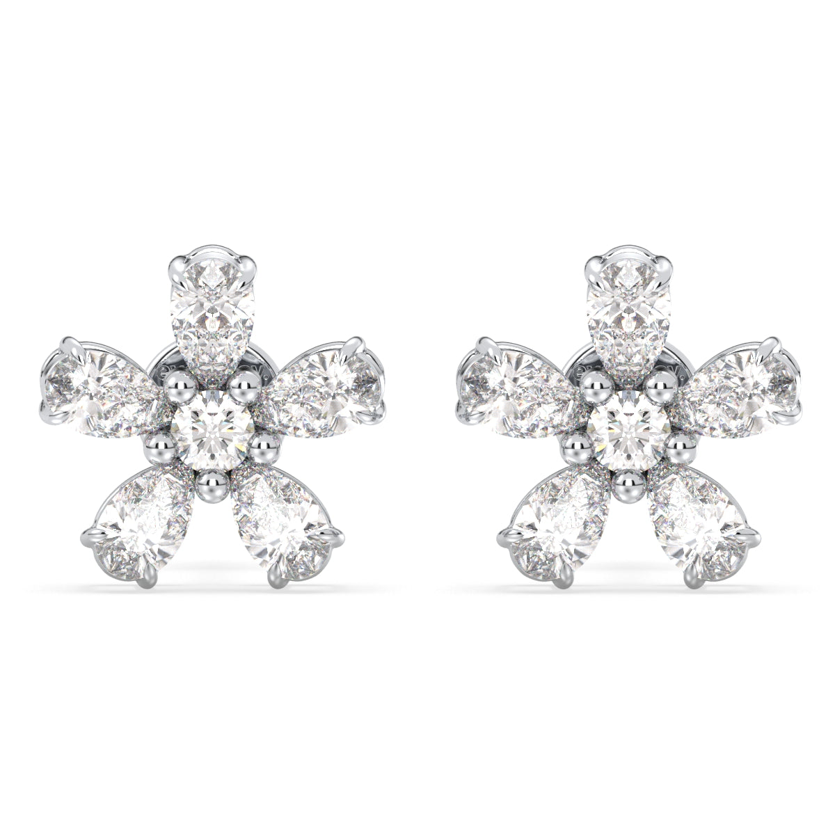 MARGUERITE FIVE PETAL EAR STUDS, GOLD