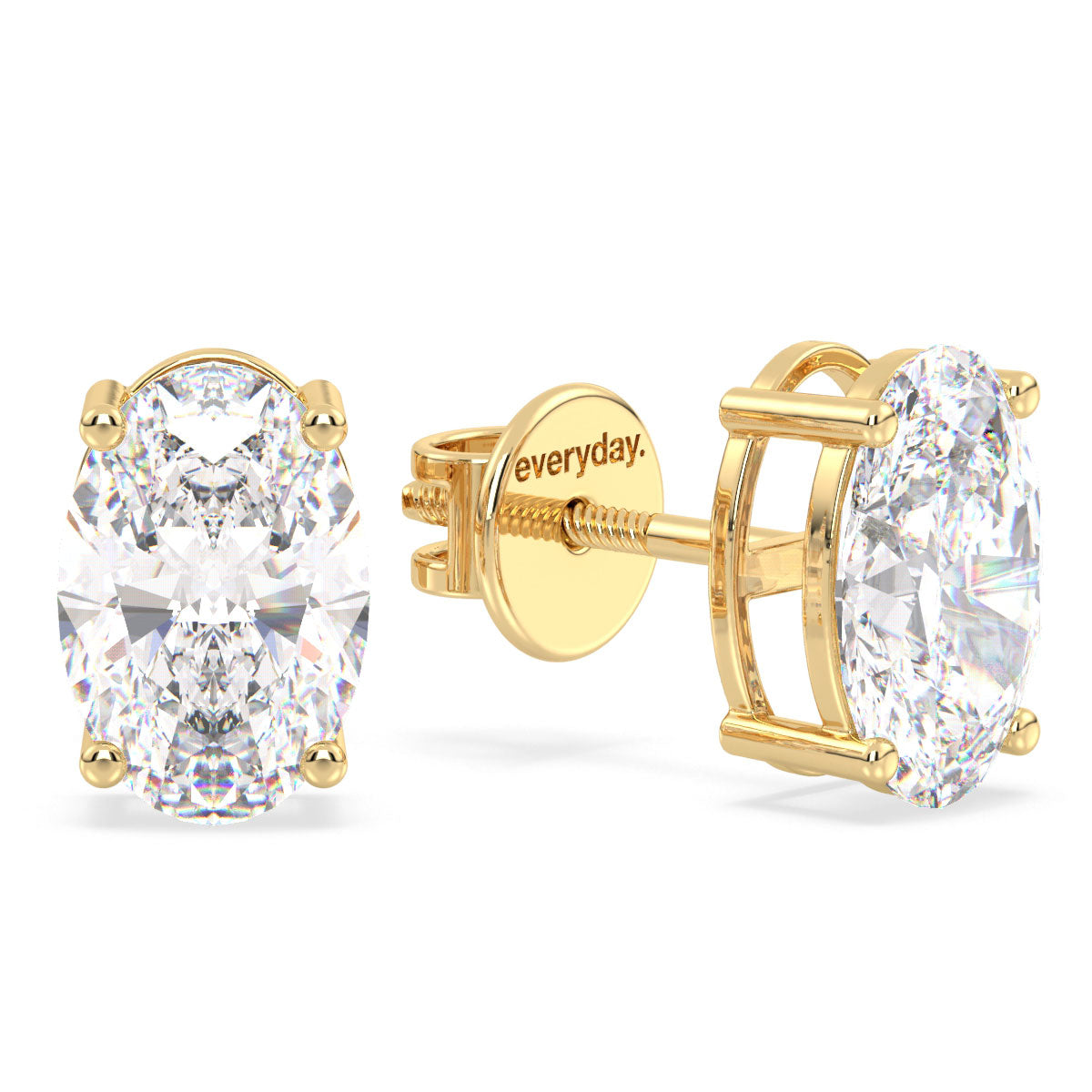 IRENE OVAL CUT SOLITAIRE EAR STUDS, GOLD