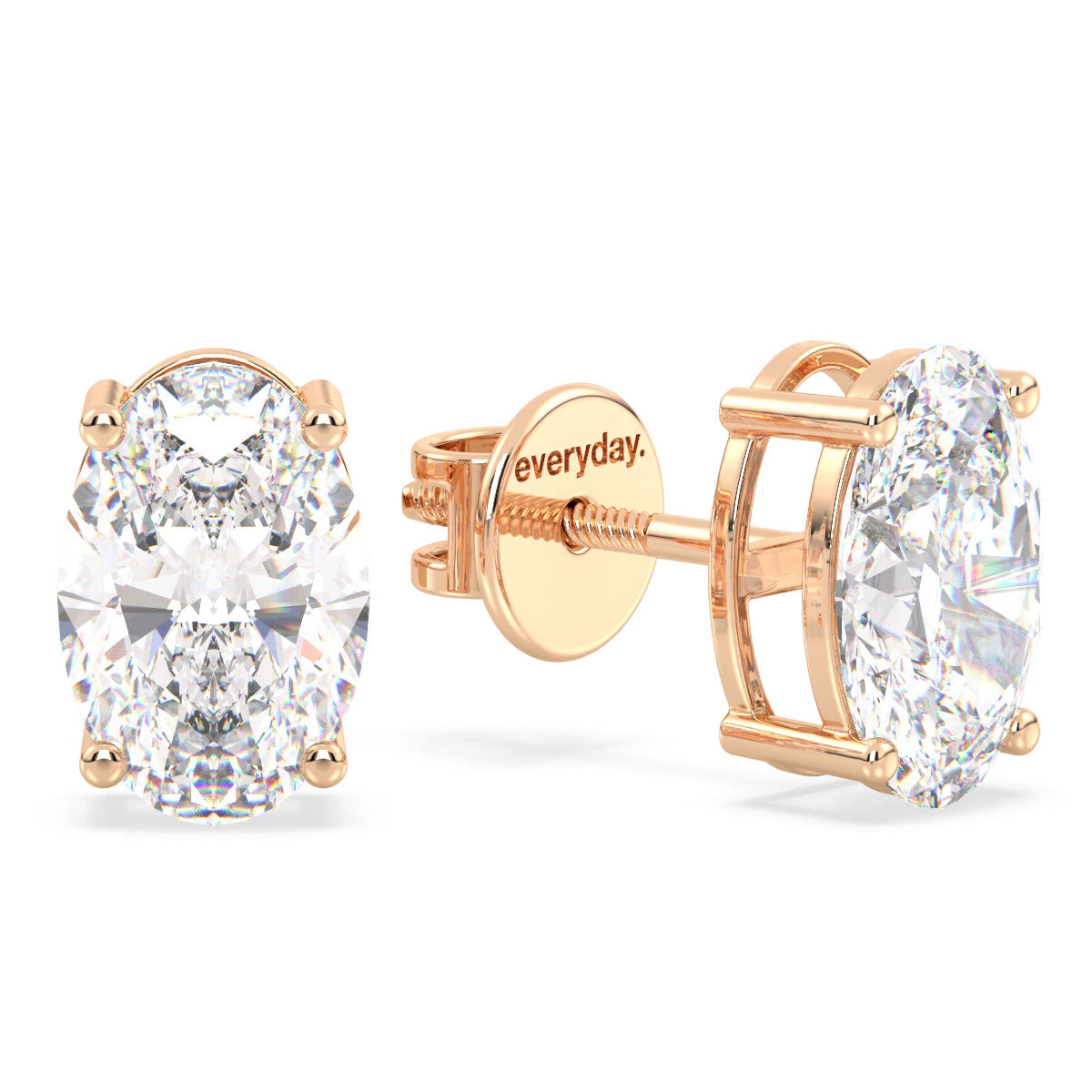 IRENE OVAL CUT SOLITAIRE EAR STUDS, GOLD