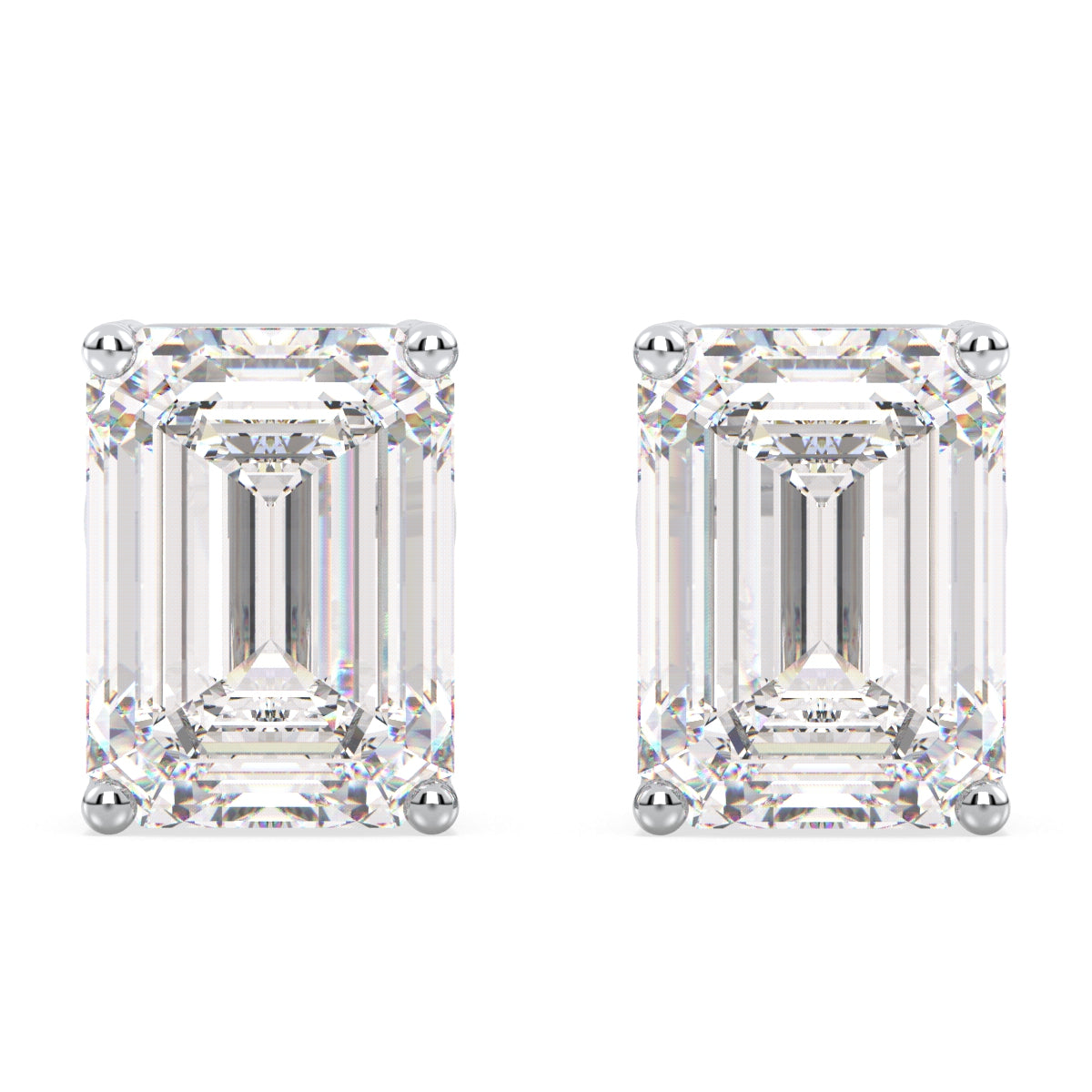 KATE EMERALD CUT SOLITAIRE EAR STUDS, GOLD