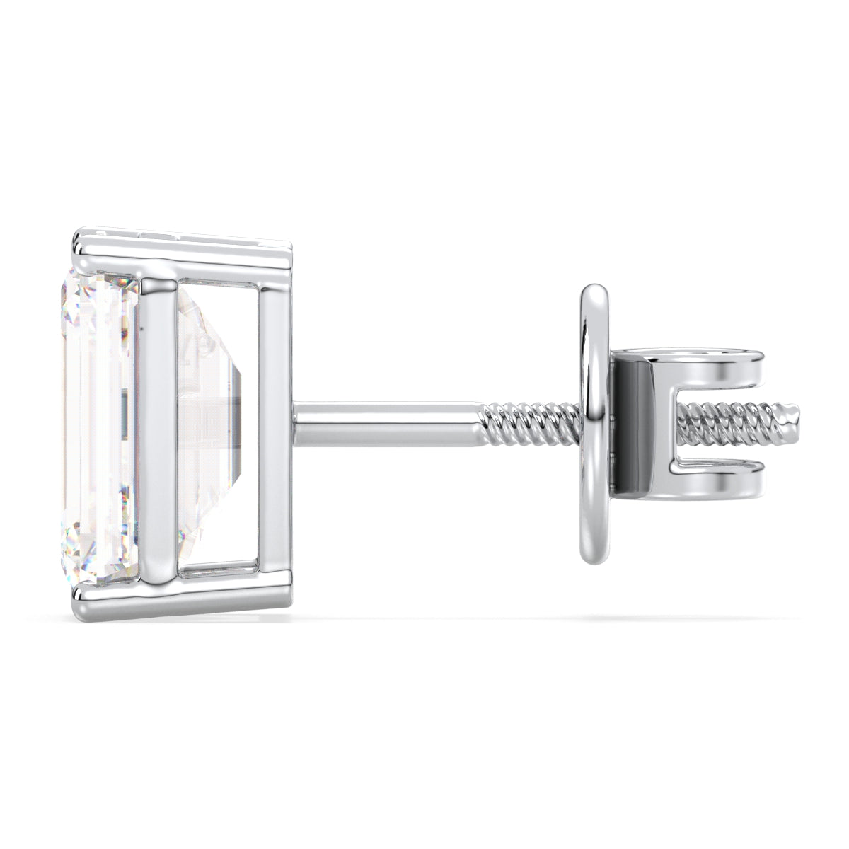 KATE EMERALD CUT SOLITAIRE EAR STUDS, GOLD