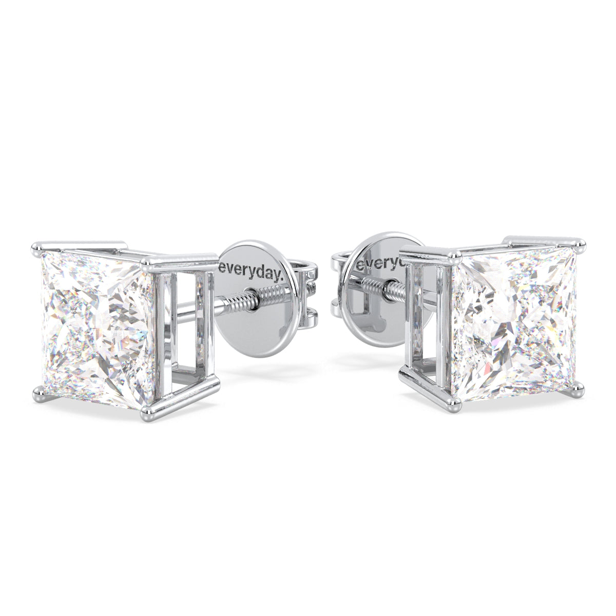 AZALEA PRINCESS CUT SOLITAIRE EAR STUDS, GOLD