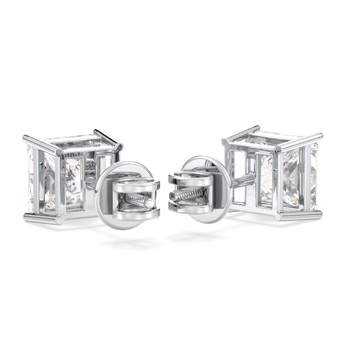 AZALEA PRINCESS CUT SOLITAIRE EAR STUDS, GOLD