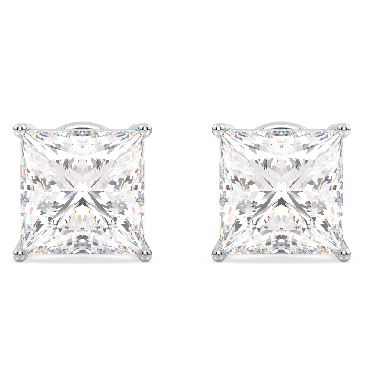 AZALEA PRINCESS CUT SOLITAIRE EAR STUDS, GOLD