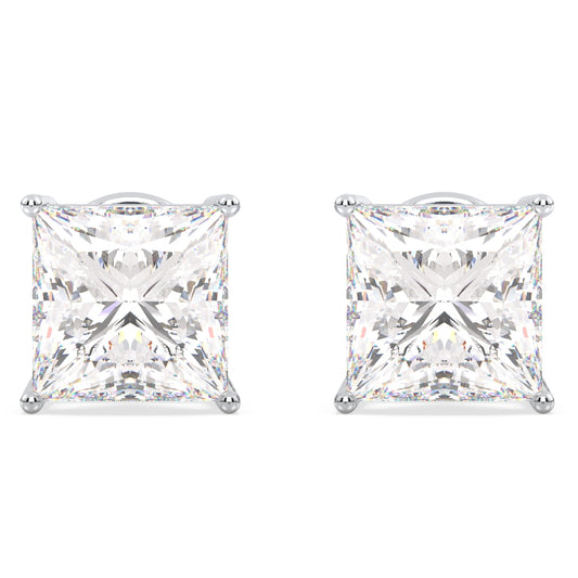 AZALEA PRINCESS CUT SOLITAIRE EAR STUDS, GOLD