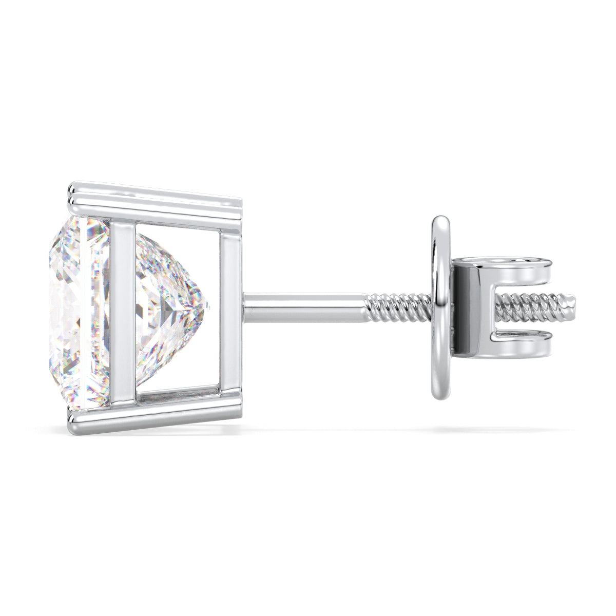 AZALEA PRINCESS CUT SOLITAIRE EAR STUDS, GOLD