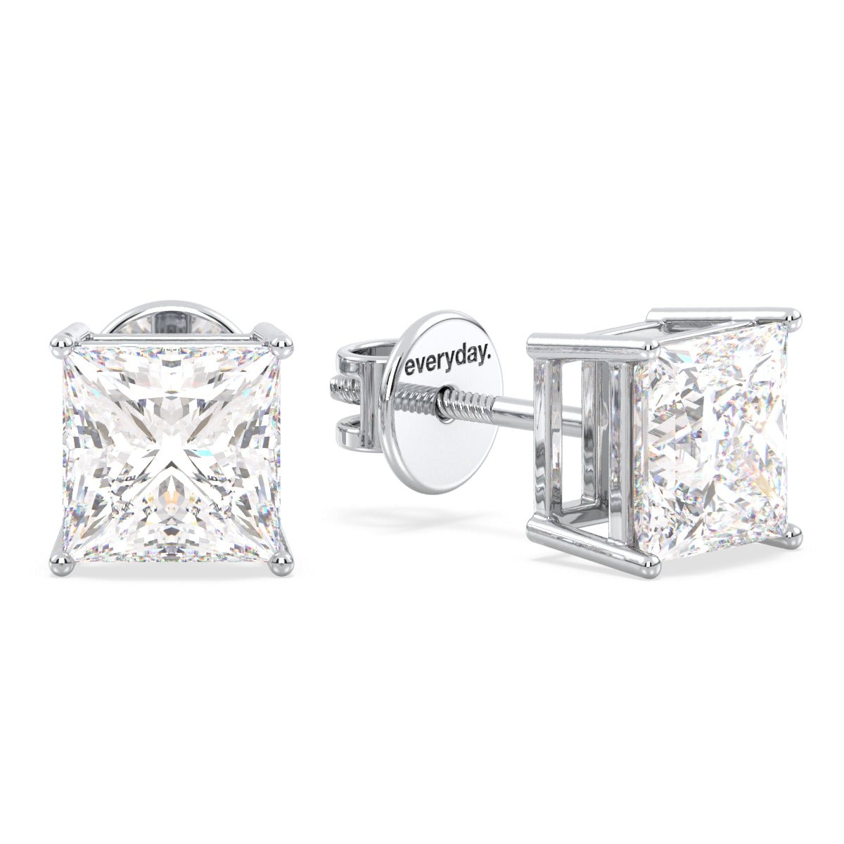 AZALEA PRINCESS CUT SOLITAIRE EAR STUDS, GOLD