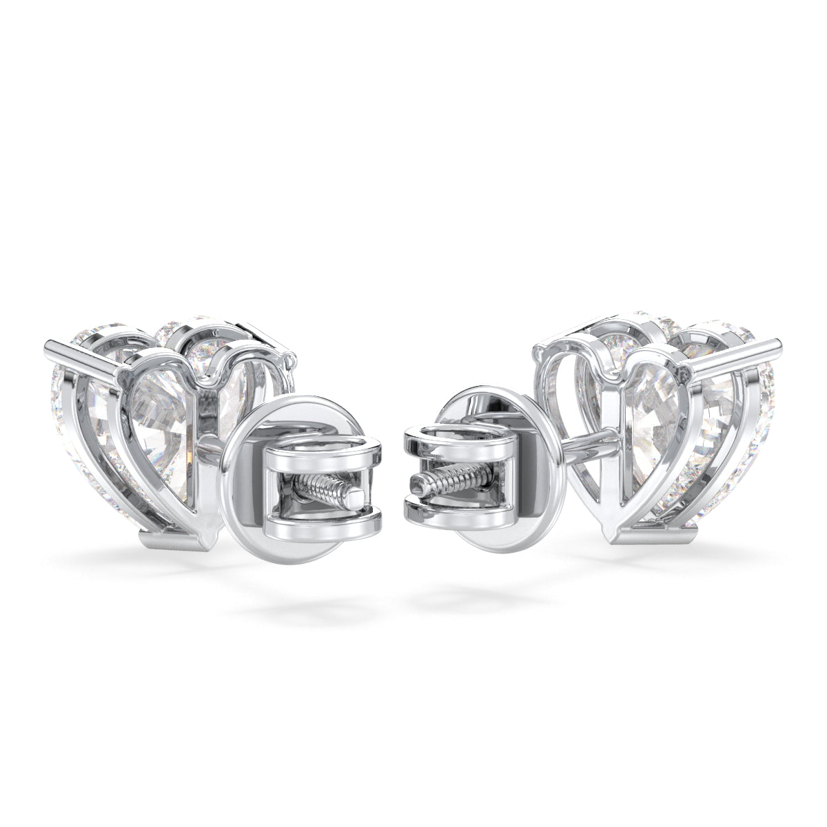 CLEMENCE HEART CUT SOLITAIRE EAR STUDS, GOLD