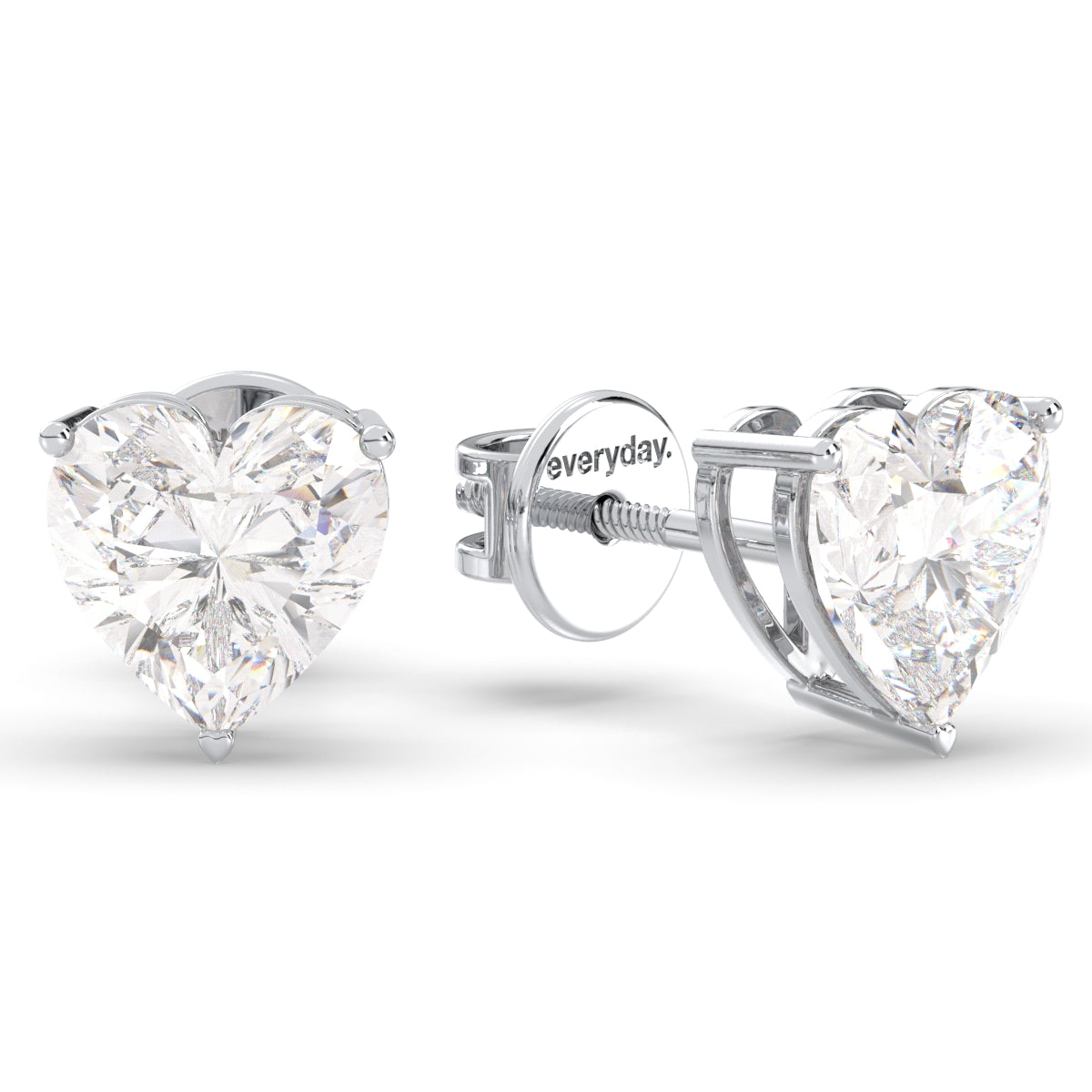 CLEMENCE HEART CUT SOLITAIRE EAR STUDS, GOLD