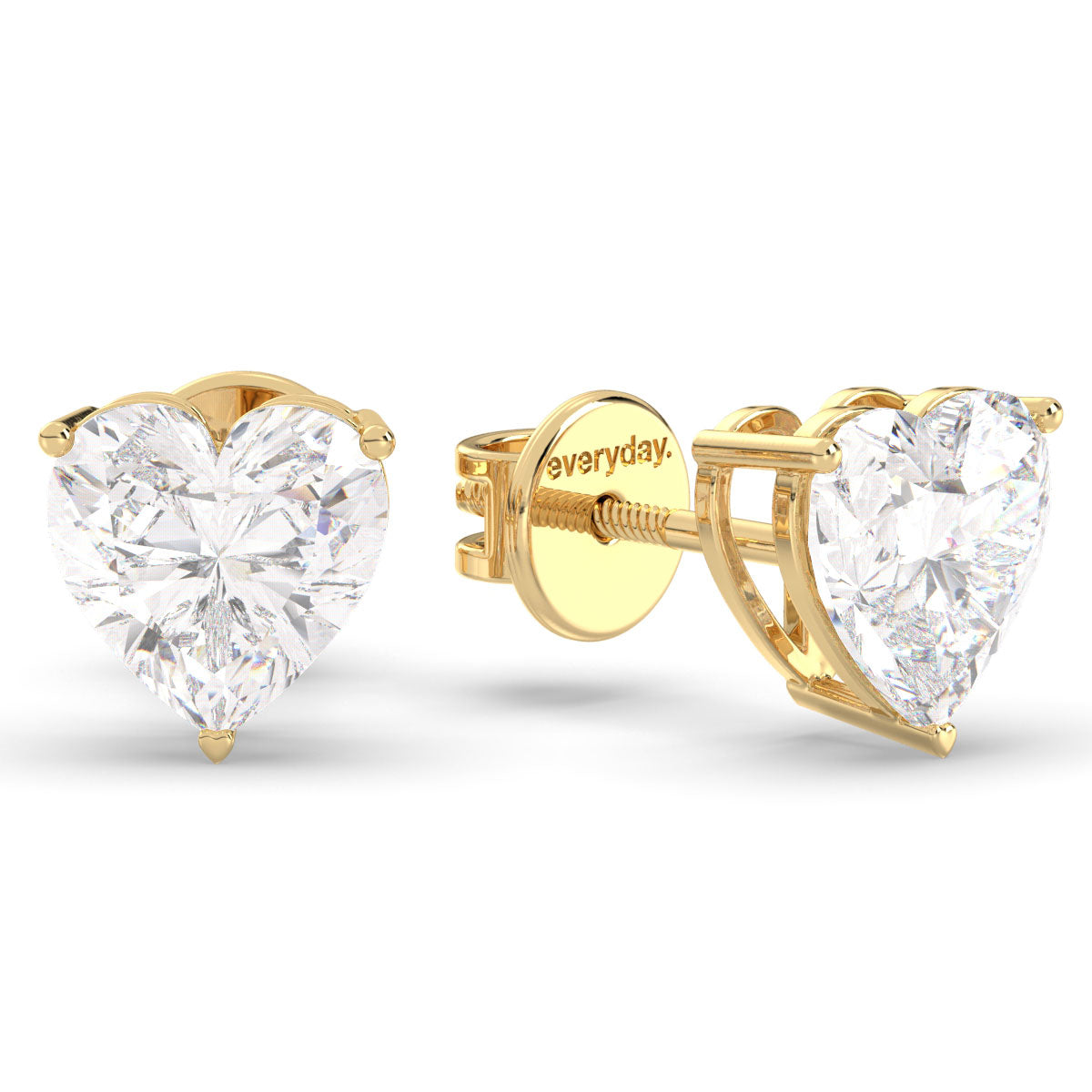 CLEMENCE HEART CUT SOLITAIRE EAR STUDS, GOLD