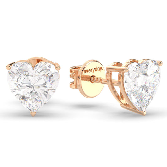 CLEMENCE HEART CUT SOLITAIRE EAR STUDS, GOLD