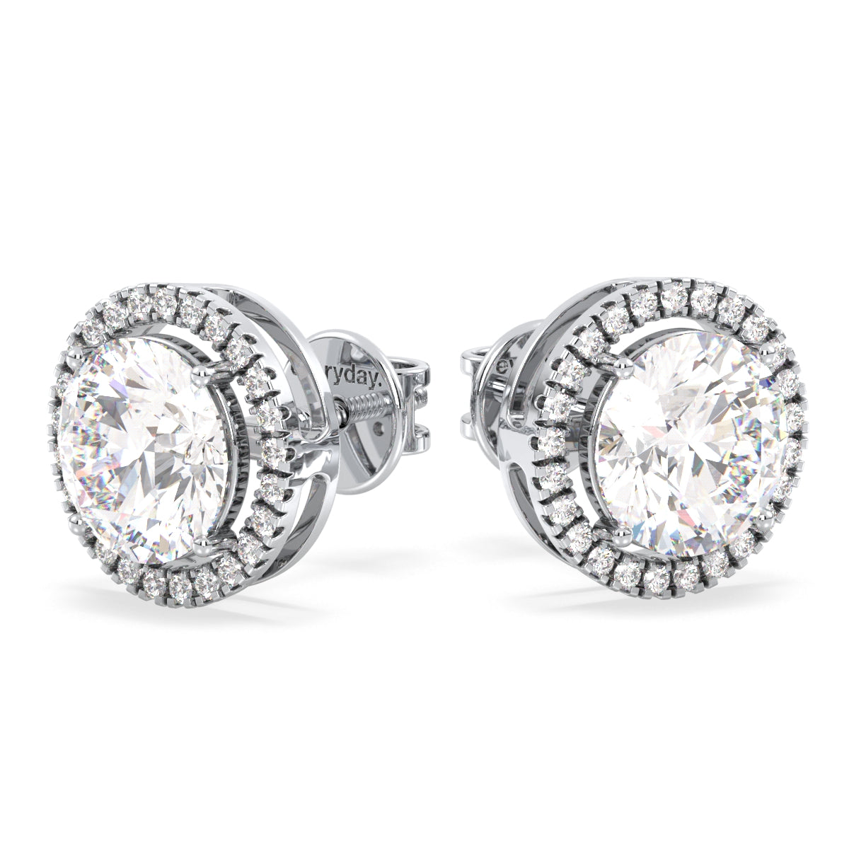 SOPHIA HALO ROUND CUT SOLITAIRE EAR STUDS, GOLD