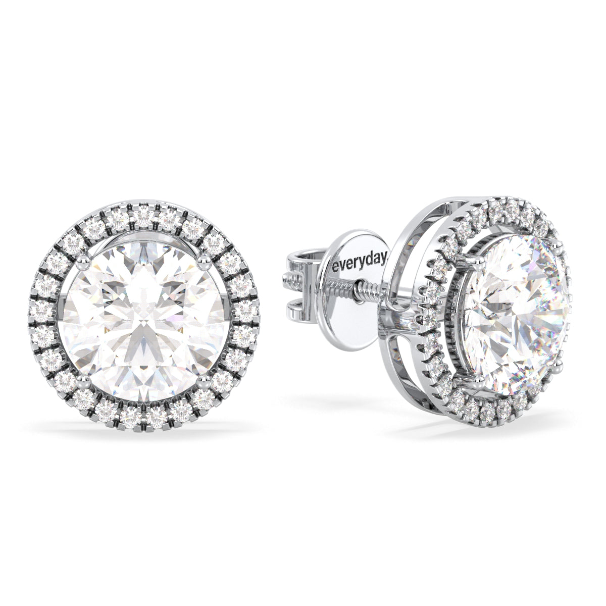 SOPHIA HALO ROUND CUT SOLITAIRE EAR STUDS, GOLD