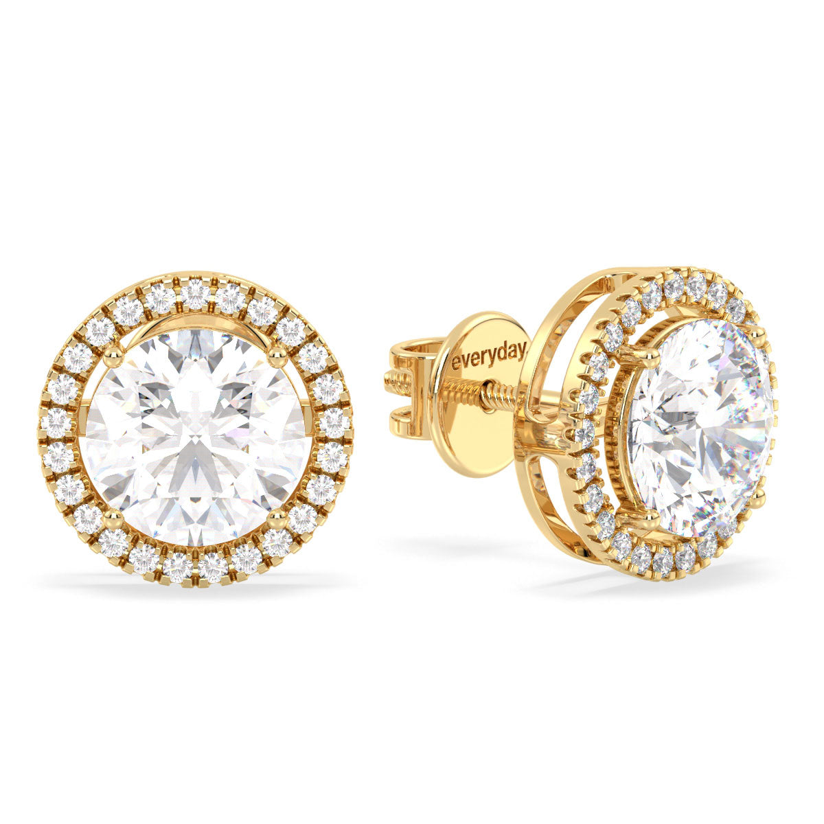 SOPHIA HALO ROUND CUT SOLITAIRE EAR STUDS, GOLD