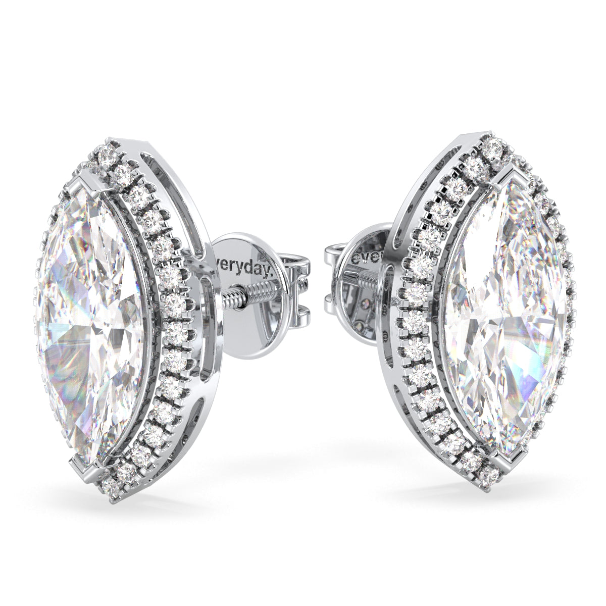 LILETTA HALO MARQUISE CUT SOLITAIRE EAR STUDS, GOLD