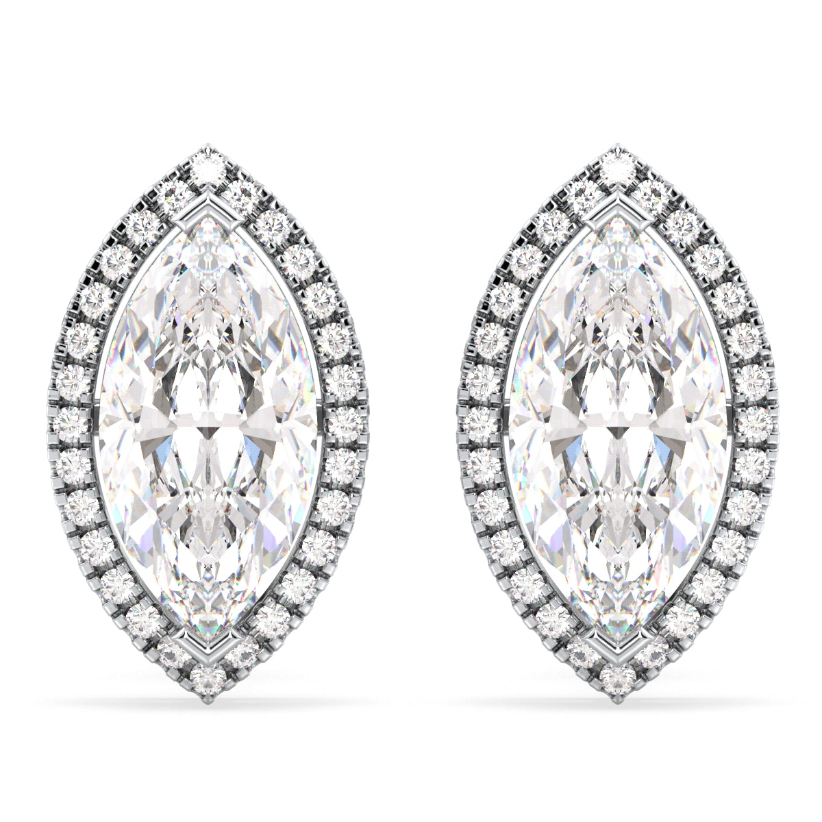 LILETTA HALO MARQUISE CUT SOLITAIRE EAR STUDS, GOLD