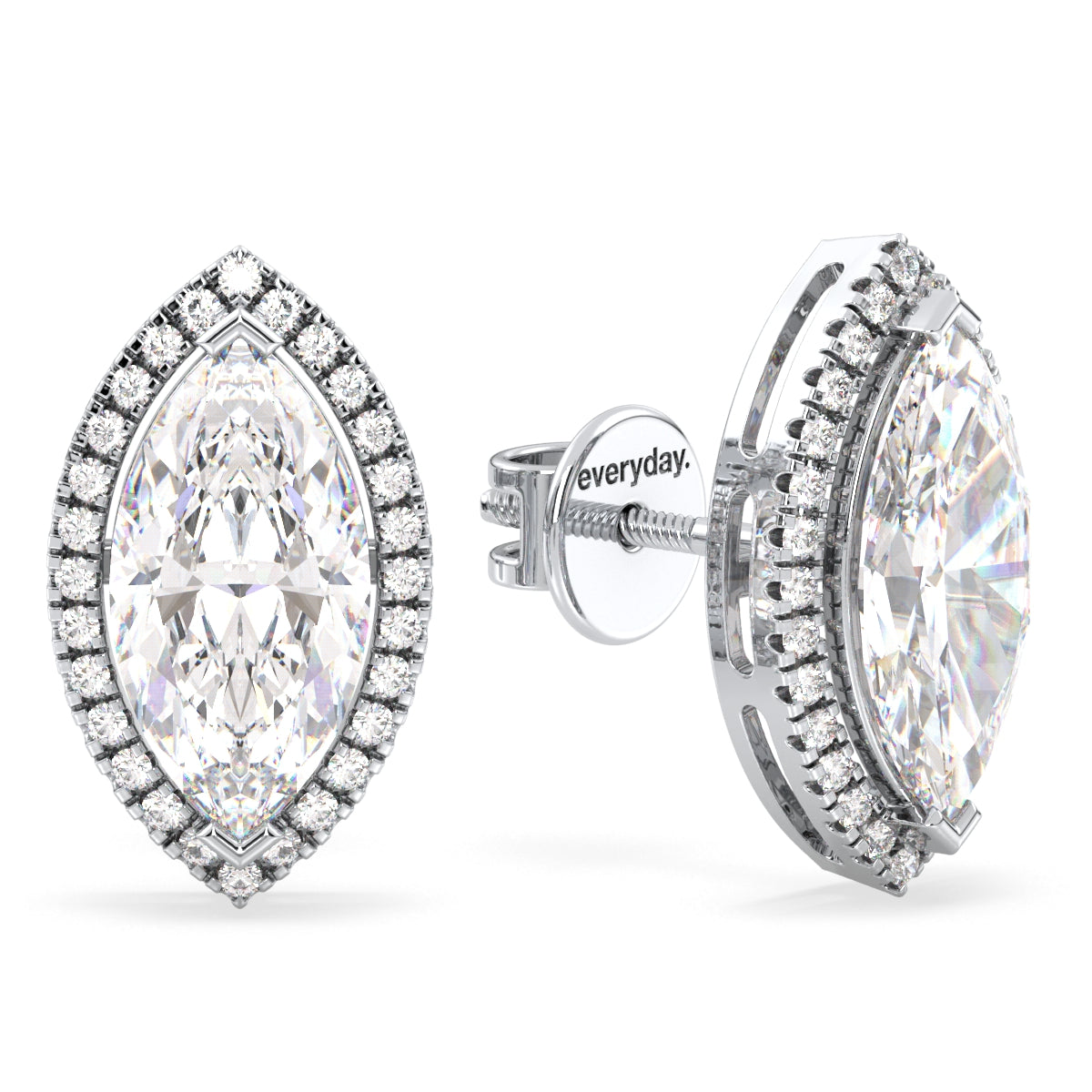 LILETTA HALO MARQUISE CUT SOLITAIRE EAR STUDS, GOLD