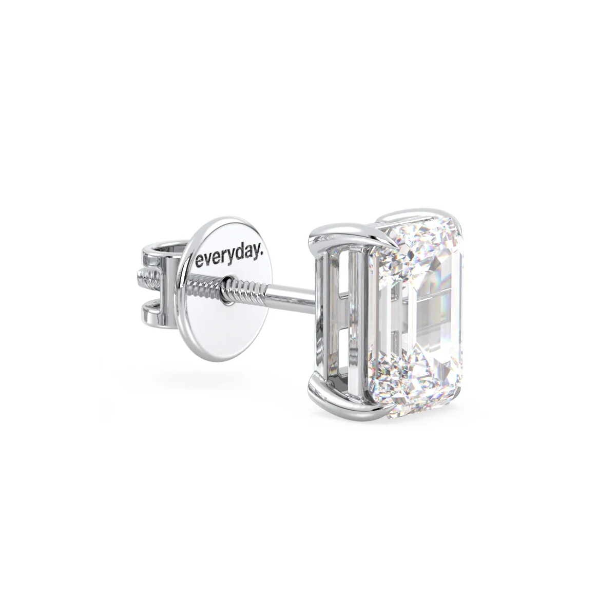 OSCAR EMERALD CUT SOLITAIRE SINGLE EAR STUD, GOLD