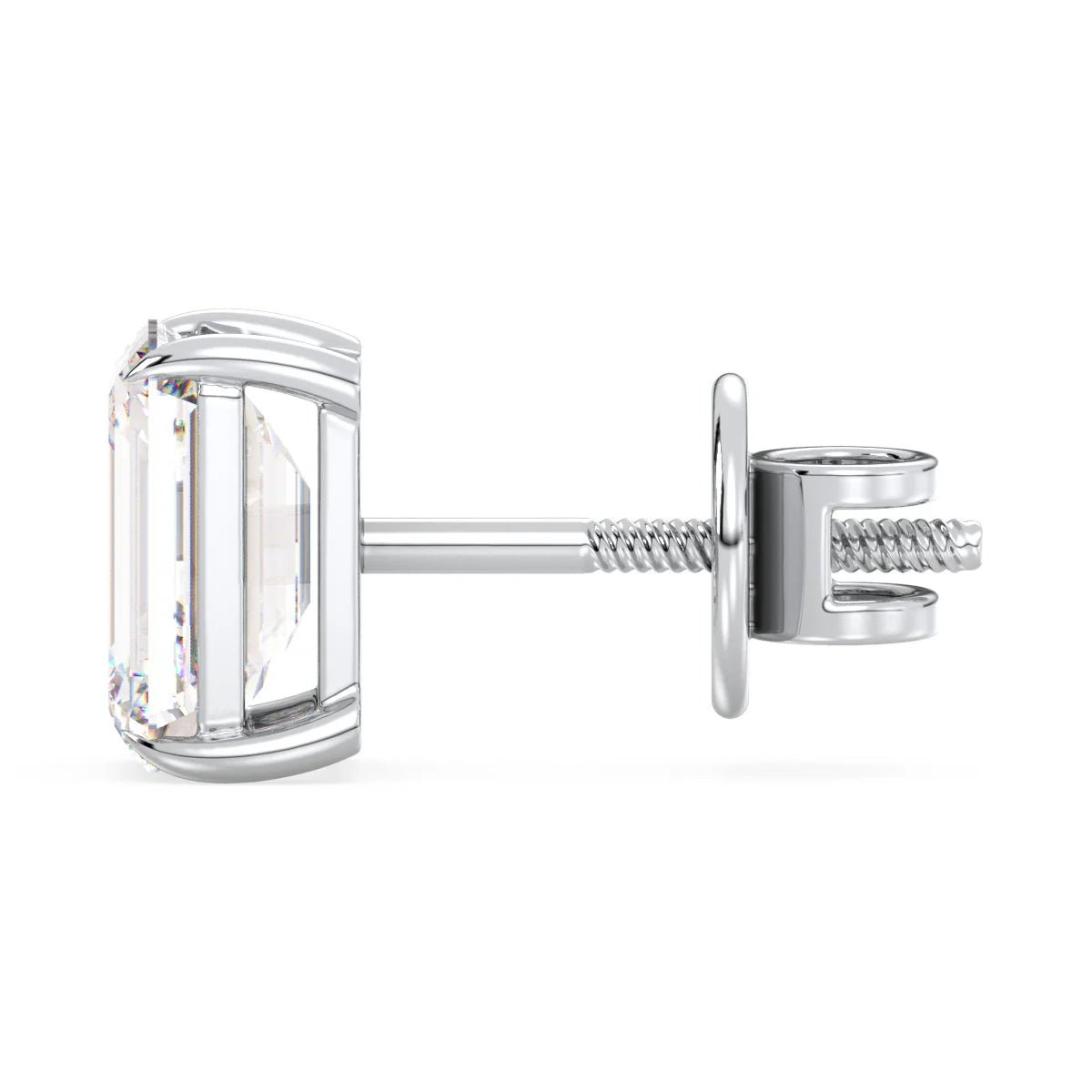 OSCAR EMERALD CUT SOLITAIRE SINGLE EAR STUD, GOLD