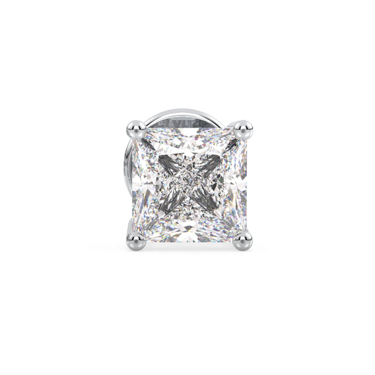 OLIVER PRINCESS CUT SOLITAIRE SINGLE EAR STUD, GOLD