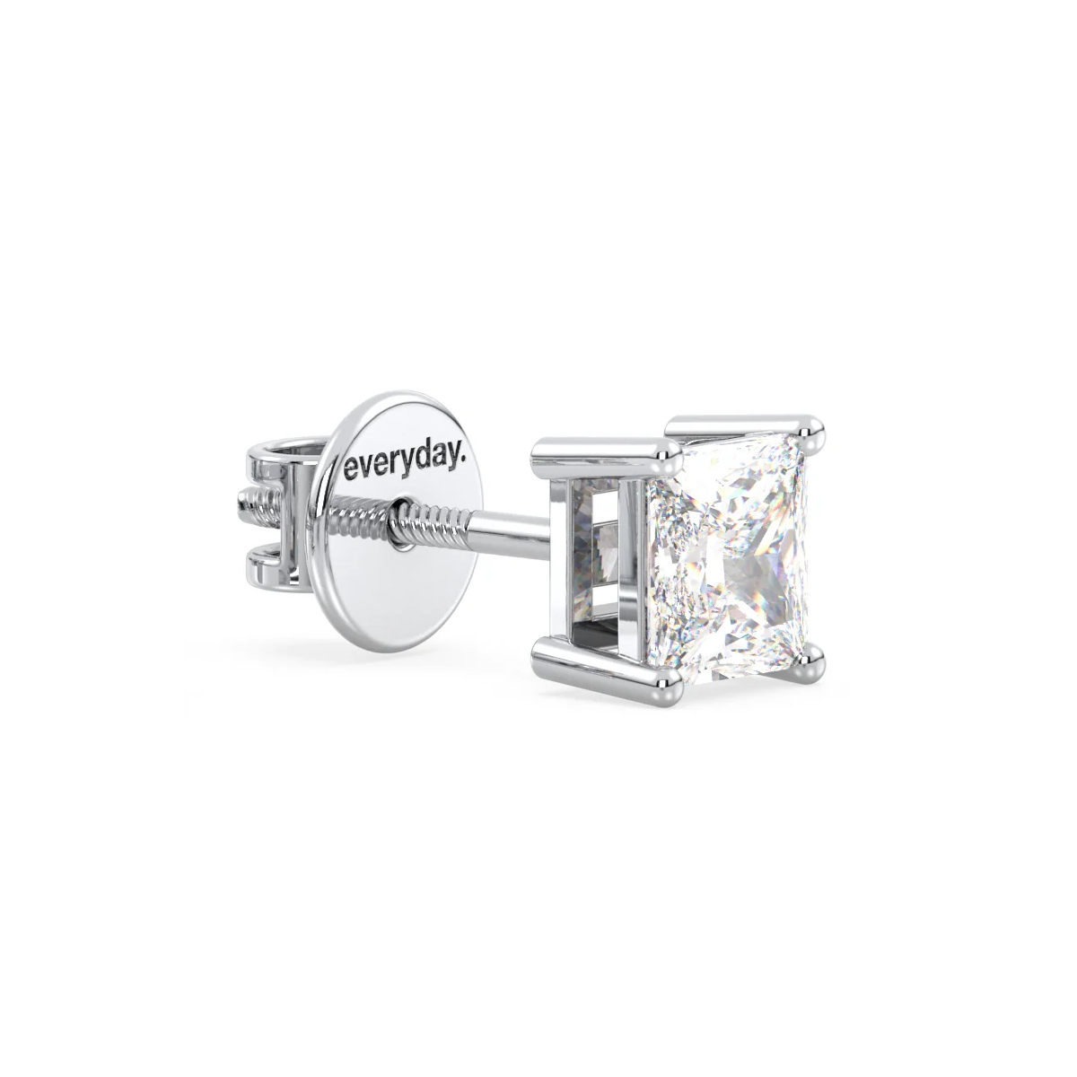 OLIVER PRINCESS CUT SOLITAIRE SINGLE EAR STUD, GOLD