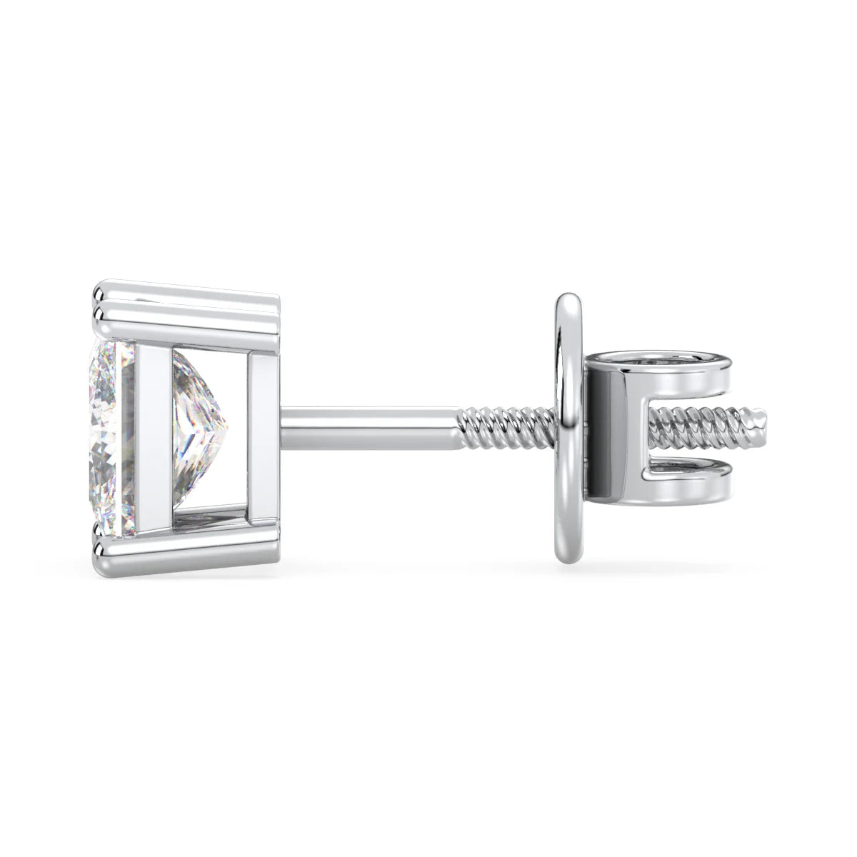 OLIVER PRINCESS CUT SOLITAIRE SINGLE EAR STUD, GOLD