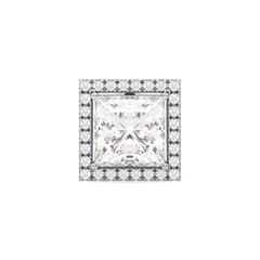 OLIVER HALO PRINCESS CUT LAB GROWN DIAMOND SOLITAIRE SINGLE EAR STUD, GOLD