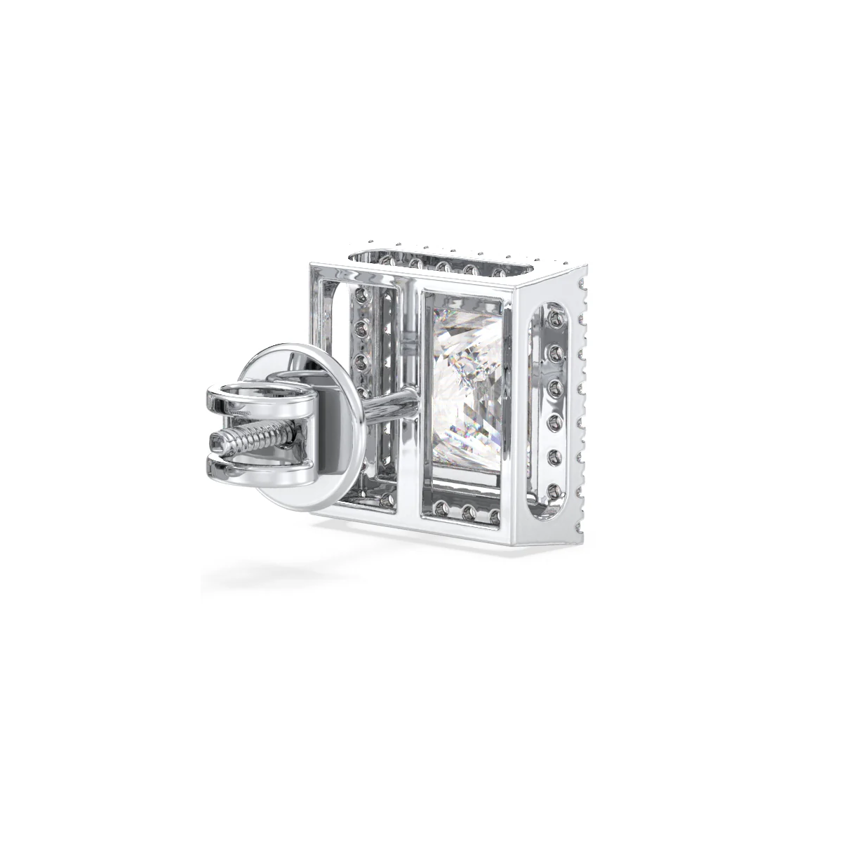 OLIVER HALO PRINCESS CUT SOLITAIRE SINGLE EAR STUD, GOLD