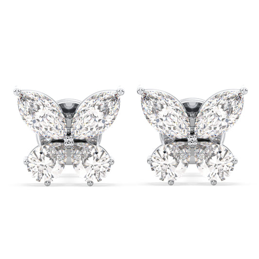 IRENE MARQUISE AND PEAR CUT DIAMOND BUTTERFLY EAR STUDS, GOLD