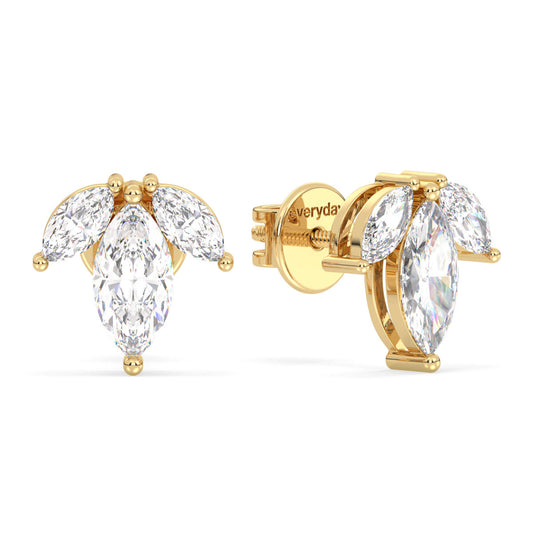 LILETTA MARQUISE CUT DIAMONDS EAR STUDS, GOLD