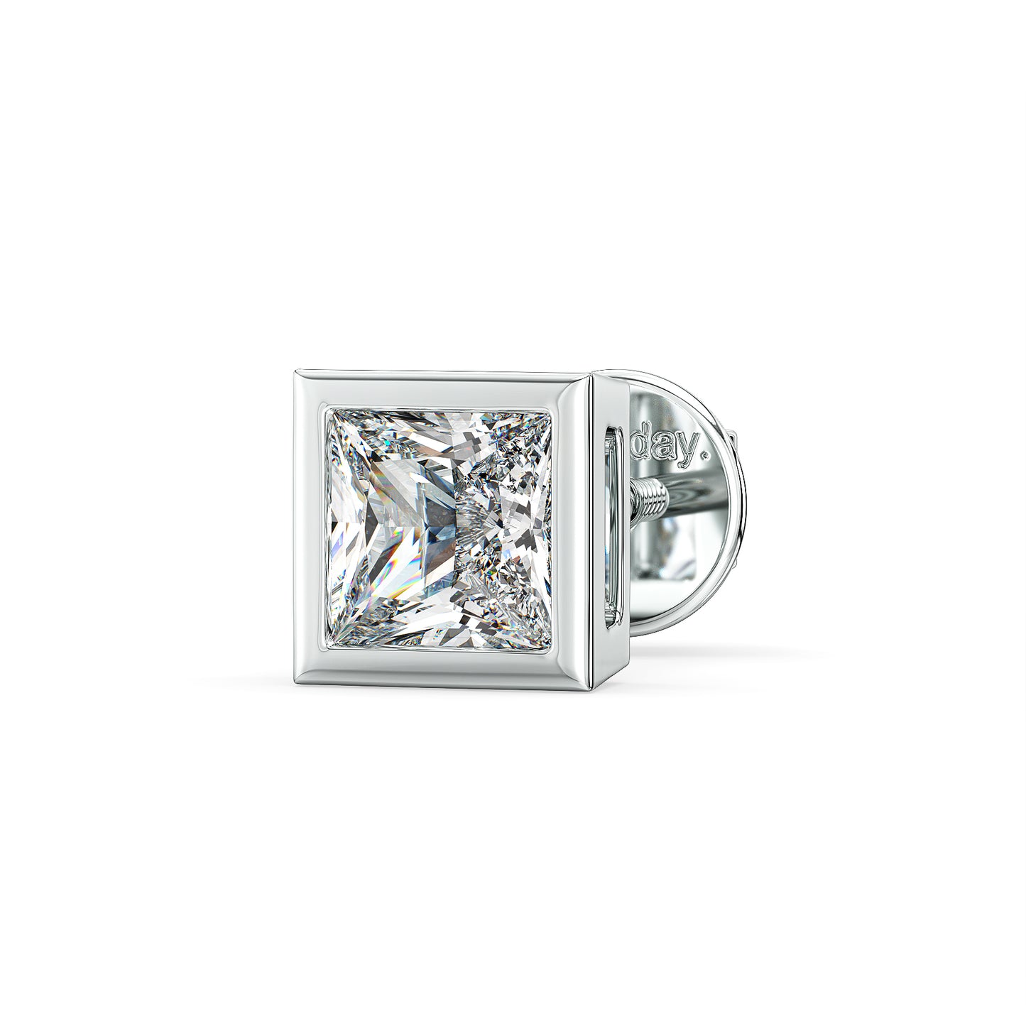 OLIVER BEZEL SET PRINCESS CUT SOLITAIRE MEN'S EAR STUD, GOLD