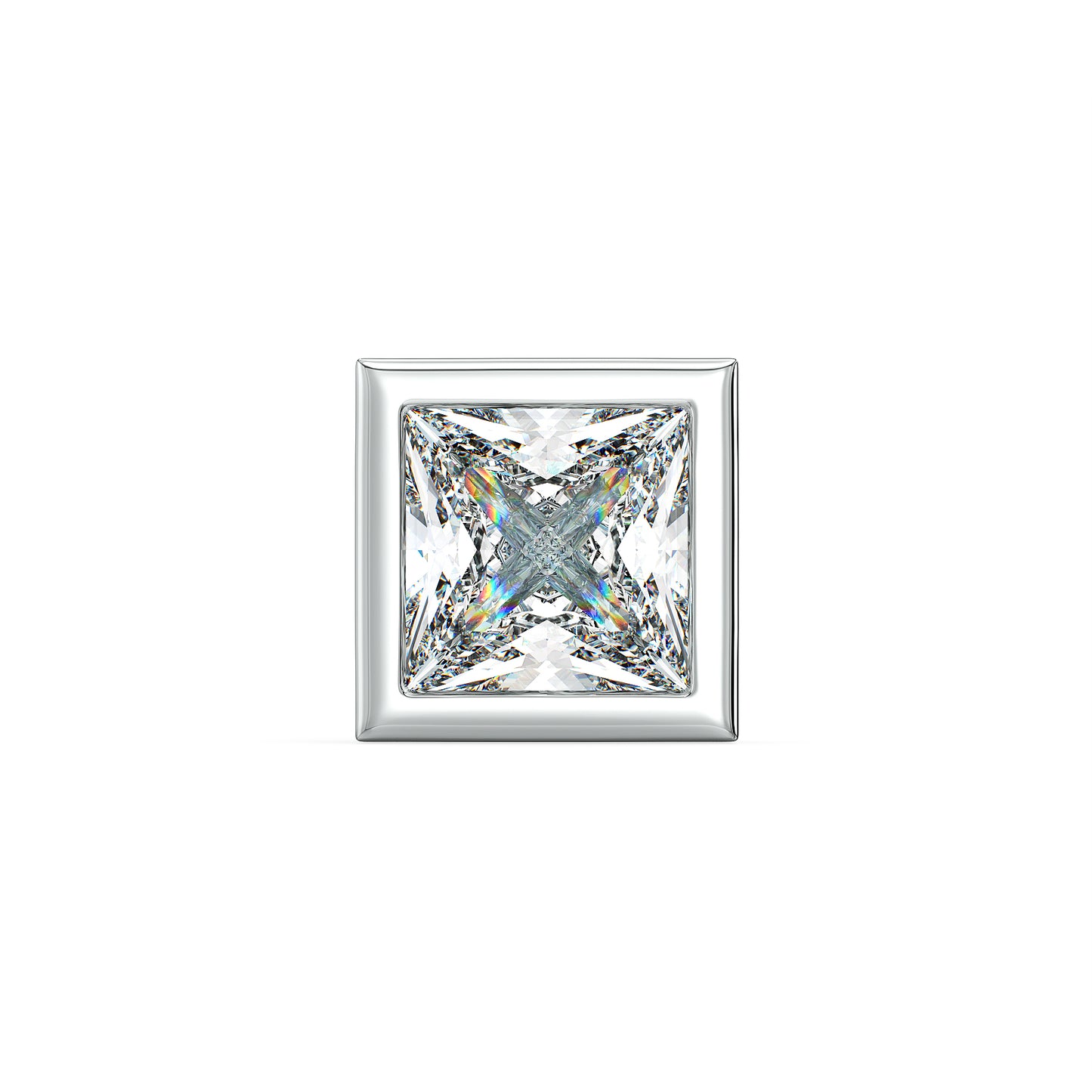 OLIVER BEZEL SET PRINCESS CUT SOLITAIRE MEN'S EAR STUD, GOLD