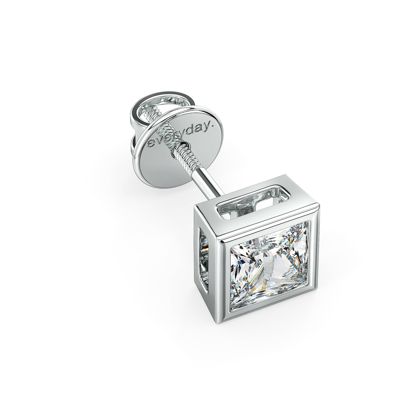 OLIVER BEZEL SET PRINCESS CUT SOLITAIRE MEN'S EAR STUD, GOLD