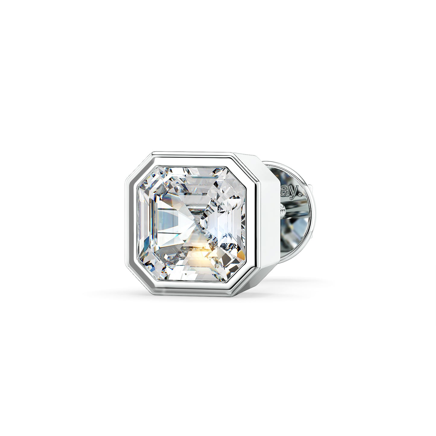 FRANCIS BEZEL SET ASSCHER CUT SOLITAIRE MEN'S EAR STUD, GOLD