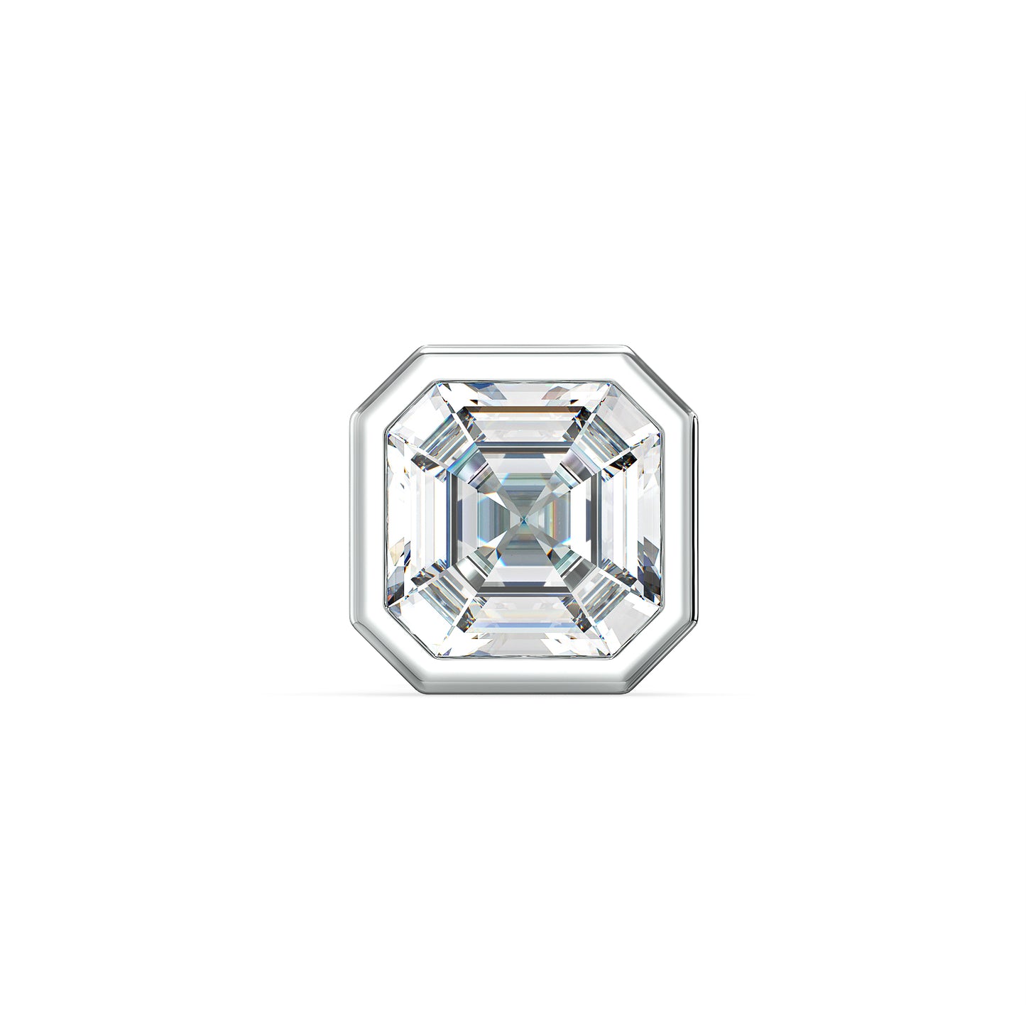 FRANCIS BEZEL SET ASSCHER CUT SOLITAIRE MEN'S EAR STUD, GOLD