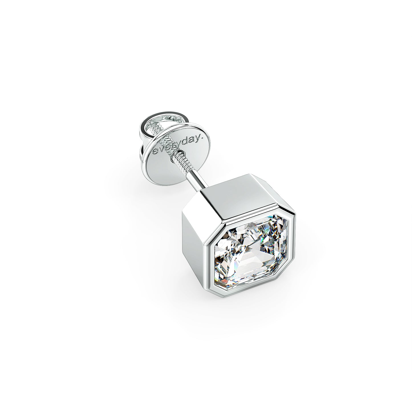 FRANCIS BEZEL SET ASSCHER CUT SOLITAIRE MEN'S EAR STUD, GOLD