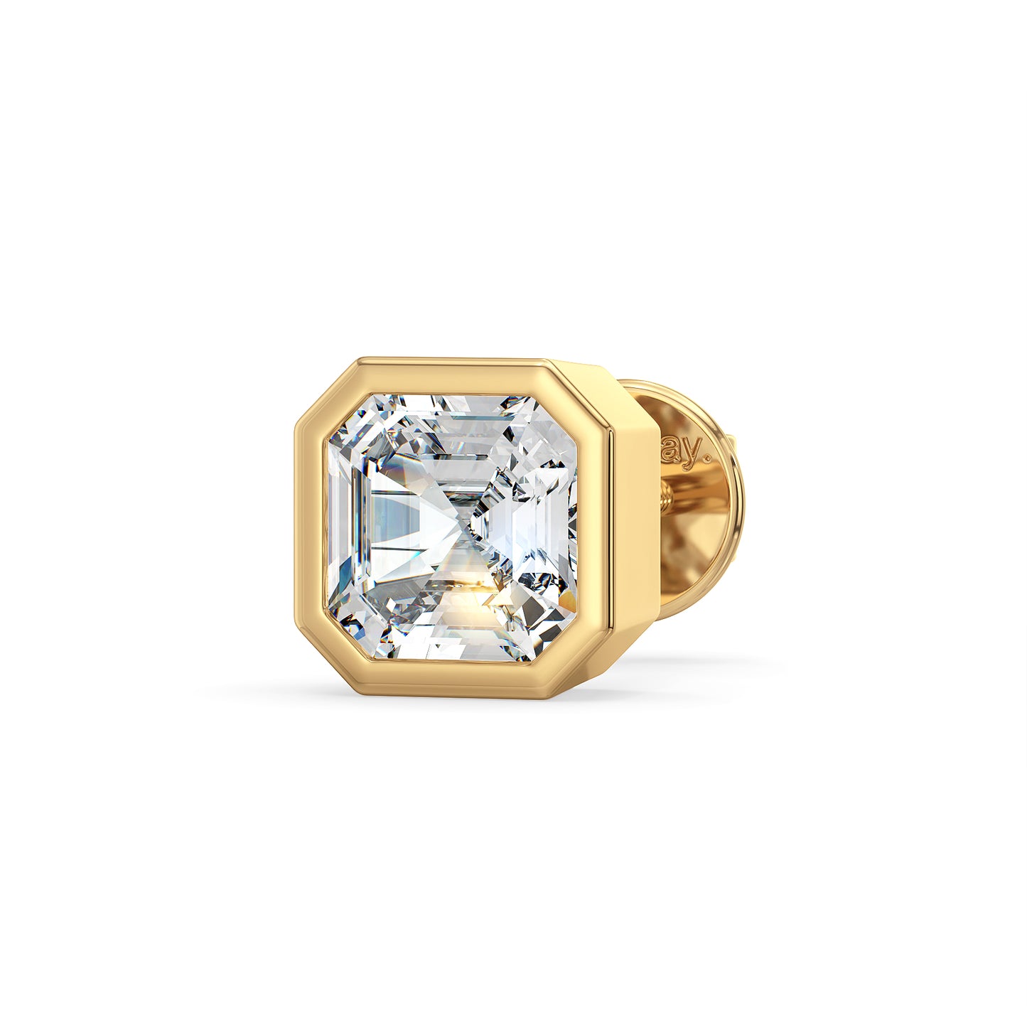 FRANCIS BEZEL SET ASSCHER CUT SOLITAIRE MEN'S EAR STUD, GOLD