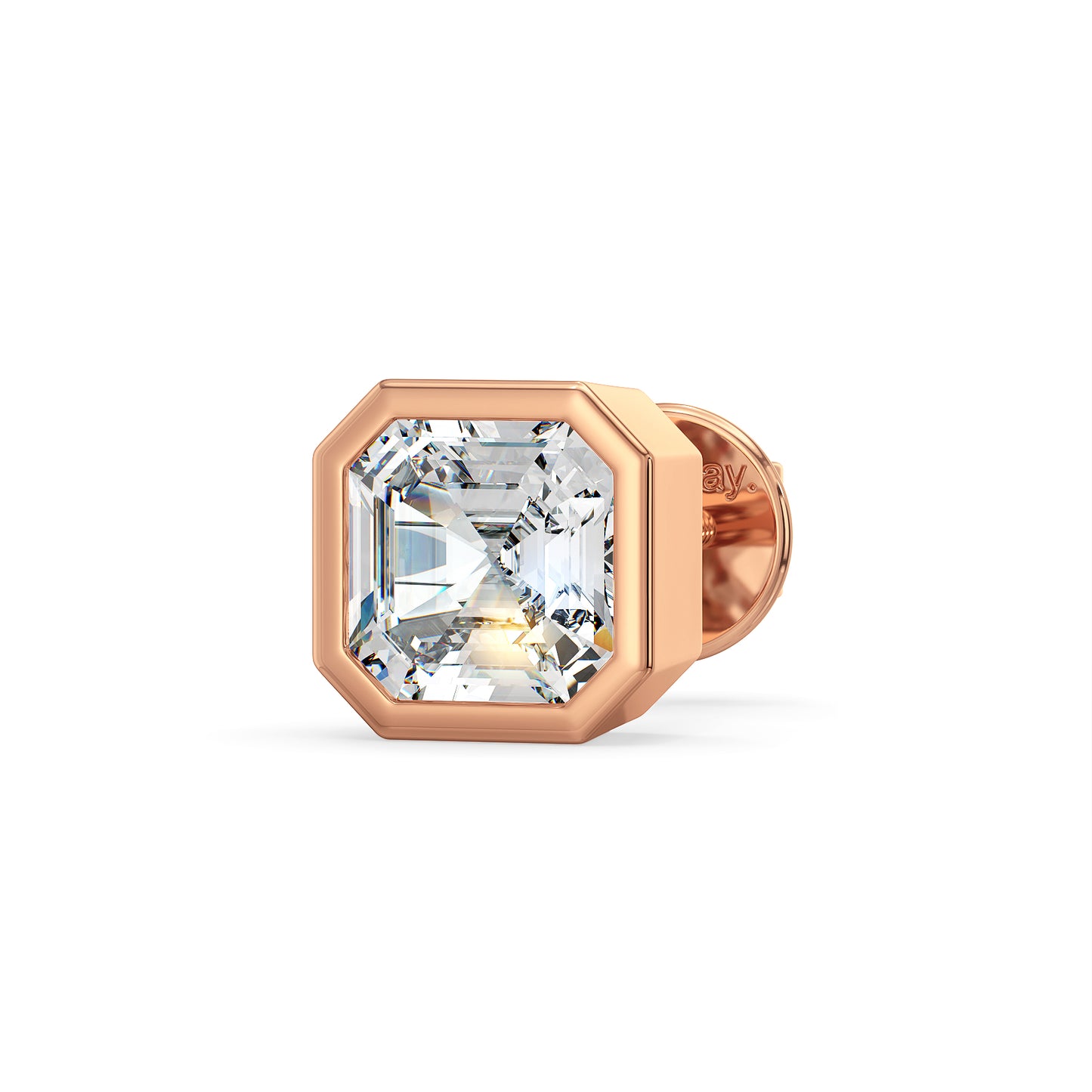 FRANCIS BEZEL SET ASSCHER CUT SOLITAIRE MEN'S EAR STUD, GOLD